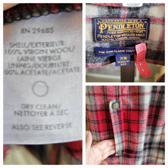 Pendleton Dress Adult Red Plaid Wool Portland Collection USA Open Back-XS - Picture 9 of 9